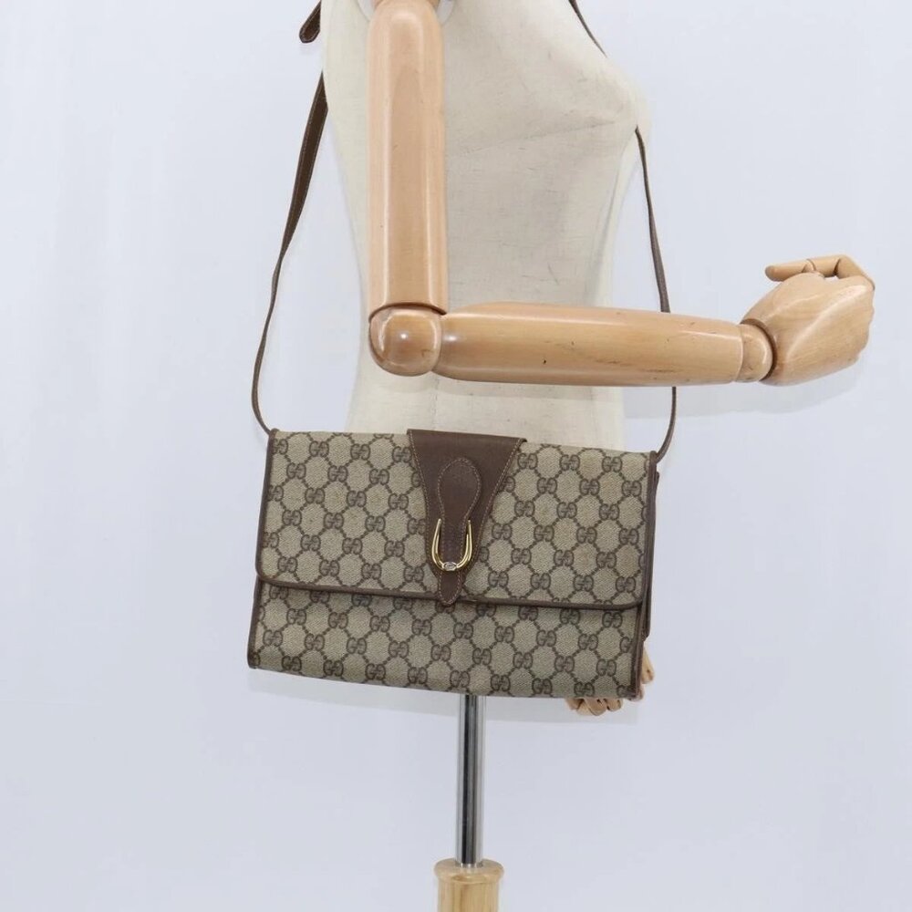 GUCCI GG Supreme Shoulder Bag PVC Beige Gold 89 02 050 Auth 150021